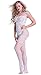 Amstt Women Lingerie Lingerie Fishnet Floral Crotchless Bodystockings Babydoll Bodysuits (White)