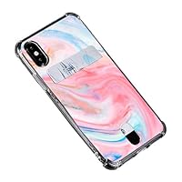 Wallet Case Compatible for iPhone Xs/X /10 5.8 inch with Card Holder Slot Pink Blue Gradient Marble Ultra-Slim Thin Soft TPU Clear Cover with Screen Protector