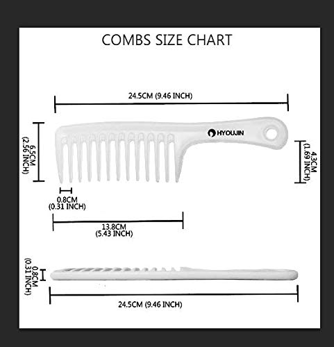 HYOUJIN White Wide Tooth Comb Detangling Hair Brush,Paddle Hair Comb,Care Handgrip Comb-Best Styling Comb for curly Long hair