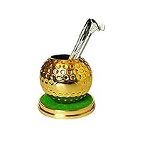 ChenyanAwesom Golf Pen Holder Mini Desktop Golf Ball Pen Holder Golf Gift Golf Bag Clubs Set Multi-Function Pen Holder Golf Decoration Accessories Golf Pen Gift Set (Color : Gold, Size : Free)