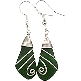 Yinahawaii Handmade Hawaiian Sea Glass Earrings, Wire Wrapped Swirls Earrings, Sea Glass Jewelry For Women Beach Jewelry For Women, Unique Birthday Gift For Women