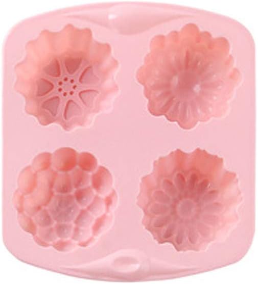 OCCOKO 3d Silicone Baking Mold, Silicone Trays Candy Molds For Ice Tray Cube Mold, Handmade Soap Pudding Mold Shape Baking Tray Cake Cookie Chocolate Mould(Pink-Flowers, 15.7x13.9x3.1cm)