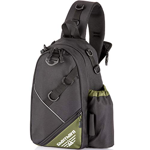 Ghosthorn Fishing Tackle Backpack Sling Bag with Rod Holder Tackle Box