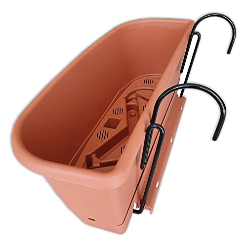 Blumenkasten MAYA aus Kunststoff mit Bewässerung und Balkonkasten Haltern, Farbe:anthrazit – Bild 4