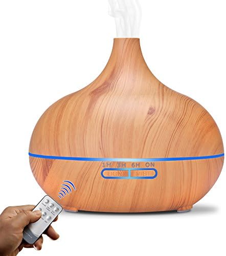 Essential Oil Diffuser Humidifier 550ml Large Capacity Wood Remote Control Aromatherapy Oil Diffuser Ultrasonic Cool Mist Air Purifier Humidifier Color Changing Light for Bedroom Office Yoga Baby