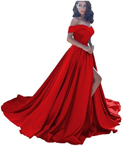 Dressesonline Women's Off The Shoulder A Line Split Prom Evening Dresses Long Formal Gown