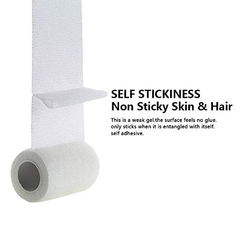 MUEUSS Self-Adhesive Bandage Wrap Tape Waterproof Breathable Elastic Cohesive Non-Woven FDA Approved 3 Inches x 5 Yards (White, 6 roll) - Thumbnail 4