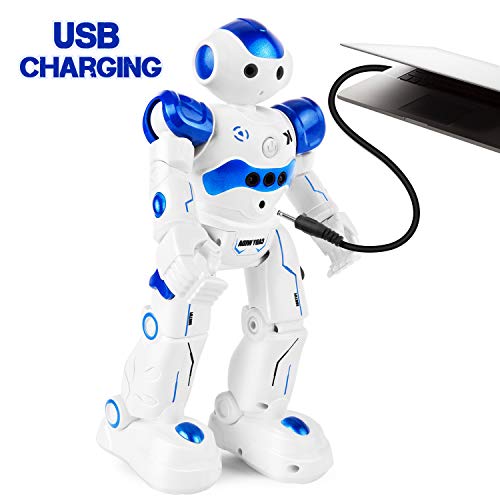 Yuboa Remote Control Robot Toys for kids, Programmable Smart RC Robot Intelligent Robots Gesture Sensing Rechargeable, Walking Dancing Robot Intelligent Robot Present for Boys Blue