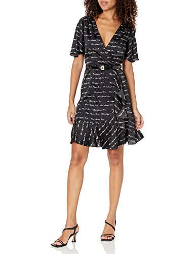 KARL LAGERFELD Paris Women's Script Logo Short Sleeve, Soft Dresses with Wrap D…