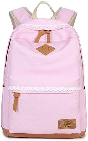 WKBY Girls Backpacks Cute School Bag Women Casual Backpacks Canvas Shoulder Bag Rucksack Travel Bags for Girls Teenage(Pink)