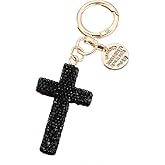 ChungLong0593 Rhinestone Cross Key Chain Religious Faith Cross Pendant Charms Key Ring or Women Birthday Jewelry