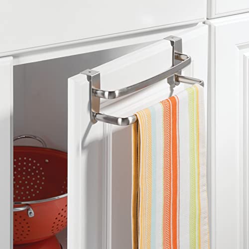 mDesign Metal Modern Kitchen Over Double Towel Bar Rack Hang