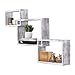 Rustic Wall Mounted Tier Square Shaped Floating Shelves – Set of 3 – Screws and Anchors Included - Farmhouse Wooden Shelves for Bedroom, Living Room and more – Rustic Wall Barn Decor – Rustic White