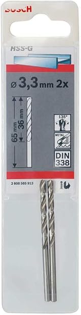 Bosch 2x Metal Drill Bits HSS-G DIN 338 Ø3.3x36x65mm Bosch Professional view 3