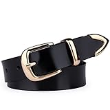 Women's Genuine Leather Belt with Gold Plated Buckle Easy to Adjust the Length
