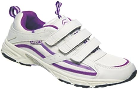 Dr Zen Lori Women's Therapeutic Diabetic Extra Depth Shoe: White/Purple 7.5 XX-Wide (7E-9E) Velcro