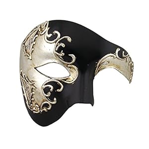 Luxury Mask Half Face Mask Masquerade Phantom Of The Opera, Black/Silver, One Size