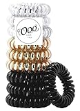 10 pack Painless PATENTED OOO Hair Ties. Ponytail holder spiral coil traceless rubber bands. for all types of hair. LARGE SIZE (Black,Gold,Silver)