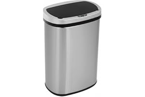 Bigacc 13 Gallon(50 L) Kitchen Trash Can with Touch-Free & Motion Sensor, Automatic Stainless-Steel Garbage Can, Anti-Fingerprint Mute Designed Trash Bin Brushed Stainless Steel