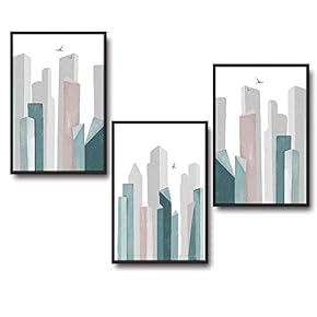 3 Piece Framed Canvas Wall Art for Living Room, Bedroom Buildings Theme Canvas Prints for Home Decoration Ready to Hang - 16"x24"x3 Panels