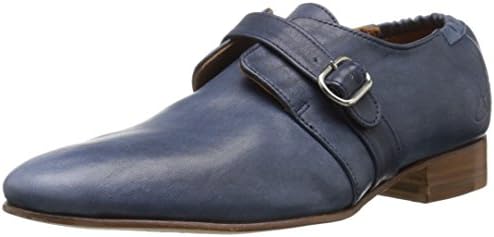 John Fluevog Women's Johnston Monk Strap Flat, Navy, 12 M US