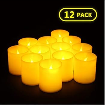 Furora LIGHTING Flameless LED Votives Candles - Battery Operated Tea Lights Candles with Realistic Flickering Flame - Pack of 12