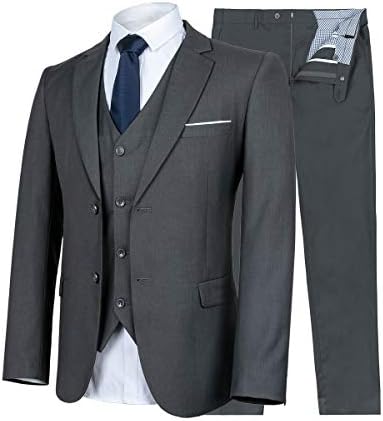 FTIMILD Mens Suits 3-Piece Suits Slim Fit Blazer Jacket Trousers & Tux Vest