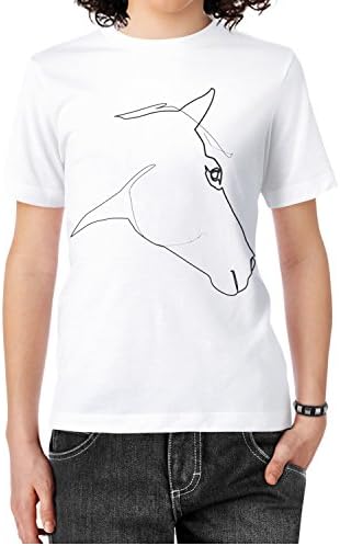 Eoyles Simple Horse Head Womens Ladies Comfortable Cute Round Neck White Tshirt