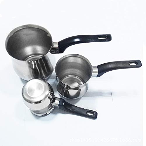 YUSDP 3 Set of Stainless Steel Saucepan Milk Warmer Mini Butter Melting Pot with Side Spouts for Easy Pour with Ergonomic Handle Coffee Sauce Pan Pouring Decanter