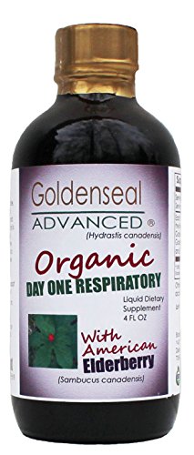 BotaniPharm Organic Goldenseal Advanced Day One Repiratory with American Elderberry Dietary Support Supplement by Sleep Hollow Herb Farm (4 fl. oz.)