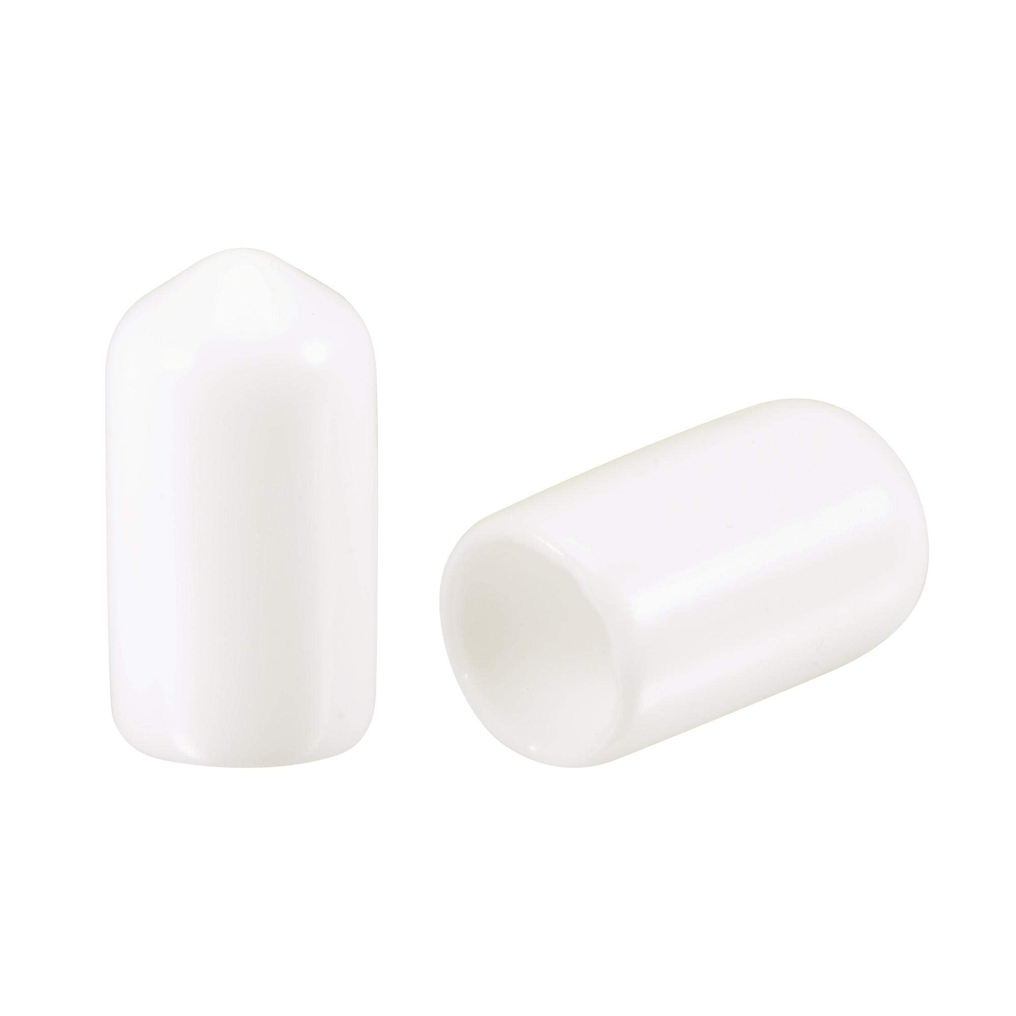 TA-VIGOR 50Pcs Rubber End Caps, 8mm ID Round Flexible Screw End Caps Thread Protectors, White Vinyl Bolt Covers Rubber Covers for Screws, Tubes, Cables, Wires, etc