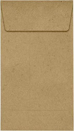 LUXPaper #5 1/2 Coin Envelopes in 70 lb. Grocery Bag for Coin Collections, Seeds, Small Inventory Items, and Stamps, 50 Pack, Envelope Size 3 1/8 x 5 1/2 (Brown)