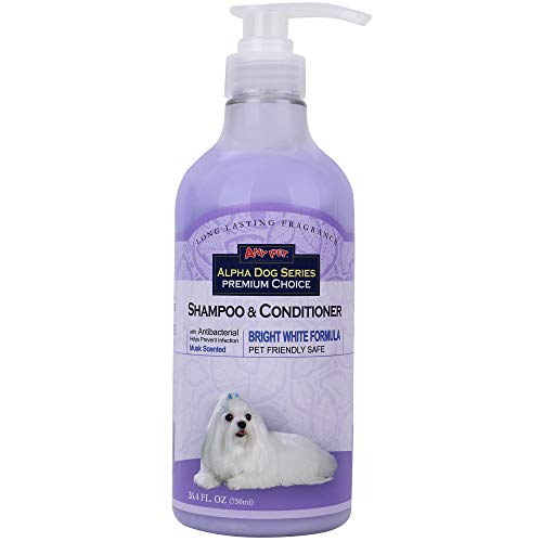 All Natural, Hypoallergenic | Whitening Shampoo + Conditioner with Aloe Vera | Antibacterial | pH Balanced | Tear Free | Detangler & Moisturizer | Odor Eliminator | Grooming Quality
