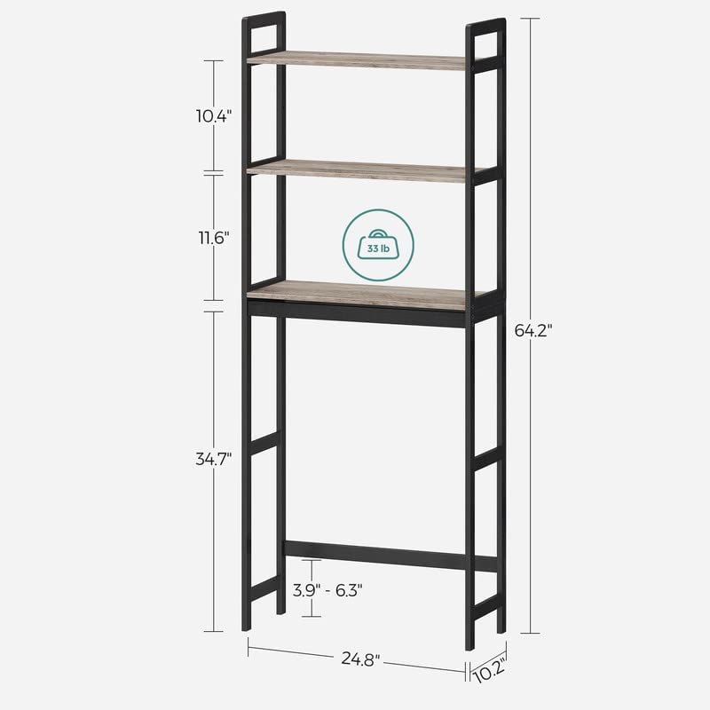 SONGMICS Over The Toilet Storage, 3Tier Bathroom Organizer Over Toilet
