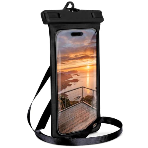 ONEFLOW Funda impermeable para Xiaomi Redmi 9A | Ventana táctil y cámara + Correa y lazo para colgar (negro océano)