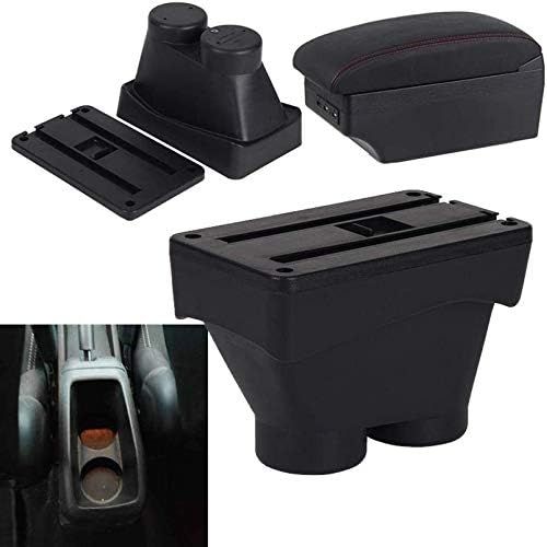 Amazon Co Jp プジョー8 12 18の場合 Usbポートを備えた赤い糸の二重層カーアームレストセンターコンソールを高める 車のアームレスト収納ボックス ホーム キッチン