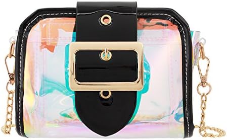 Hermora Womens Elegant Hologram Transparent Shoulder Bag Cross Boby Bag Handbag Clutch(Black)