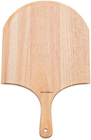 GreenMore Rubber Wood Pizza Peel, Paddle for Baking Homemade Pizza and Bread, Great for Cheese Board, Platter, Charcuterie Board (51CM X 36CM X 1.5CM)
