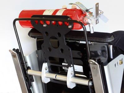 Rennline Seats mounted with Side Brackets Fire Extinguisher Mount Silver