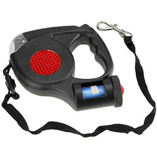 Dog Traction Rope Automatic Retractable Leash 5M 3 LED Lights with Garbage Bags