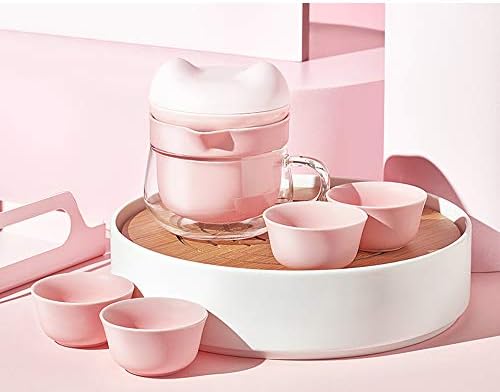 Ruby茶器セット 旅行ティーセット 携帯用 旅行 収納バッグ付き ガラス急須 湯呑みセット