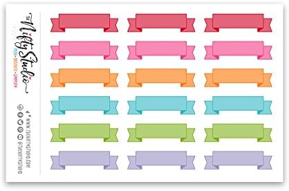 Ribbon Stickers Light | Planner Stickers | 1 sheet of 18 stickers | The Nifty Studio [154]