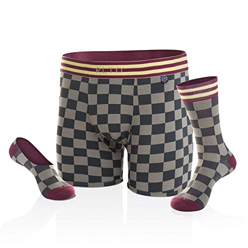 RLTD Men's Boxer Brief Socks Matching Underwear Set, The King, Medium, 3 Piece 1 Pack