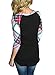 Annflat Women's Casual Striped 3/4 Sleeve Pocket T Shirt Color Block Blouses and Tops Medium Black