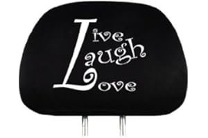Yupbizauto New Interchangeable Car Seat Headrest Cover Universal Fit for Cars Vans Trucks - One Piece (Live Laugh Love)