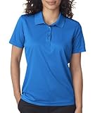 UltraClub Cool & Dry Women's Moisture Wicking Polo Shirt, Pacific Blue, Large
