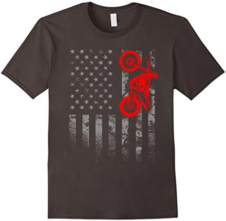 Mens American Flag Motocross Bike Dirtbiking Off Road Tshirt Large Asphalt