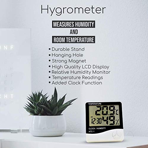 Hygrometer & PH Meter Bundle by Joyous - PH Digital Water Tester for Household Drinking Water, Swimming Pools & More - Humidity Monitor & Thermometer
