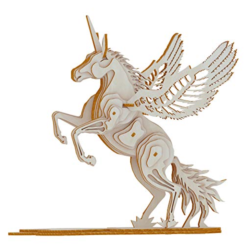 Bitopbi 3D Wooden Puzzles Animal Laser Engraving DIY Safe Assembly Constructor Kit Toy for Kids Teens and Adults Unicorn Mechanical 3-D Models for Self-Assembly (D3 Unicorn)