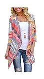 ARJOSA Women's Geometric Color Block 3/4 Sleeve Open Front Cardigan Shirt Top
